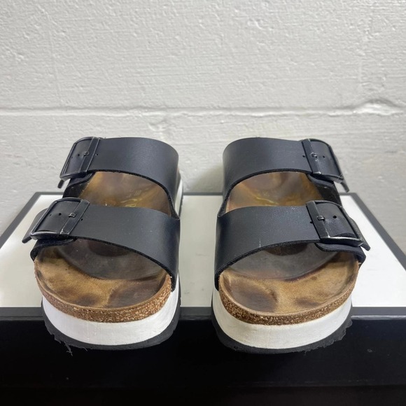 Birkenstock Papillio Arizona Black White Platform Sandals Women's 39 EU/8 US - Picture 3 of 9